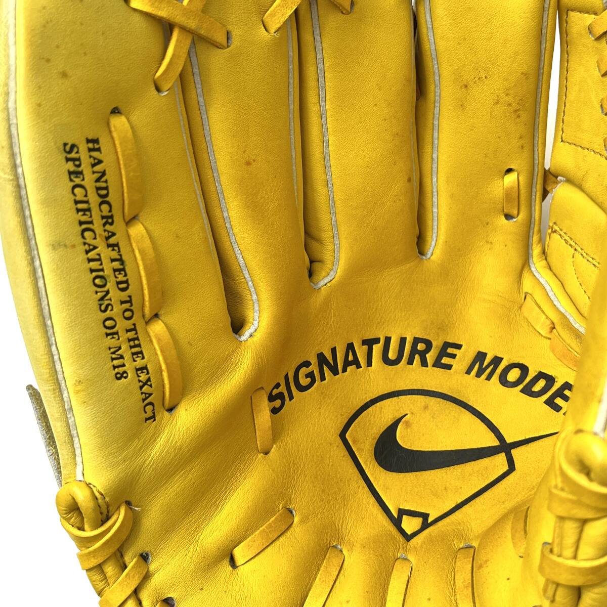 (志)NIKE/ナイキ SIGNATURE MODEL M18 シグネチャー 軟式用 グローブ 左利き用 クラブ イエロー 黃色 松坂大輔モデル (o)0620C
