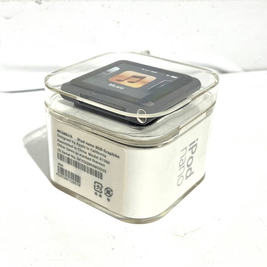 (志)【未使用】Apple iPod nano 8GB グラファイト 第6世代 MC688JA モデルA1366 付屬品完備 アイポッド オーディオ 音楽 アップル(I)0616M