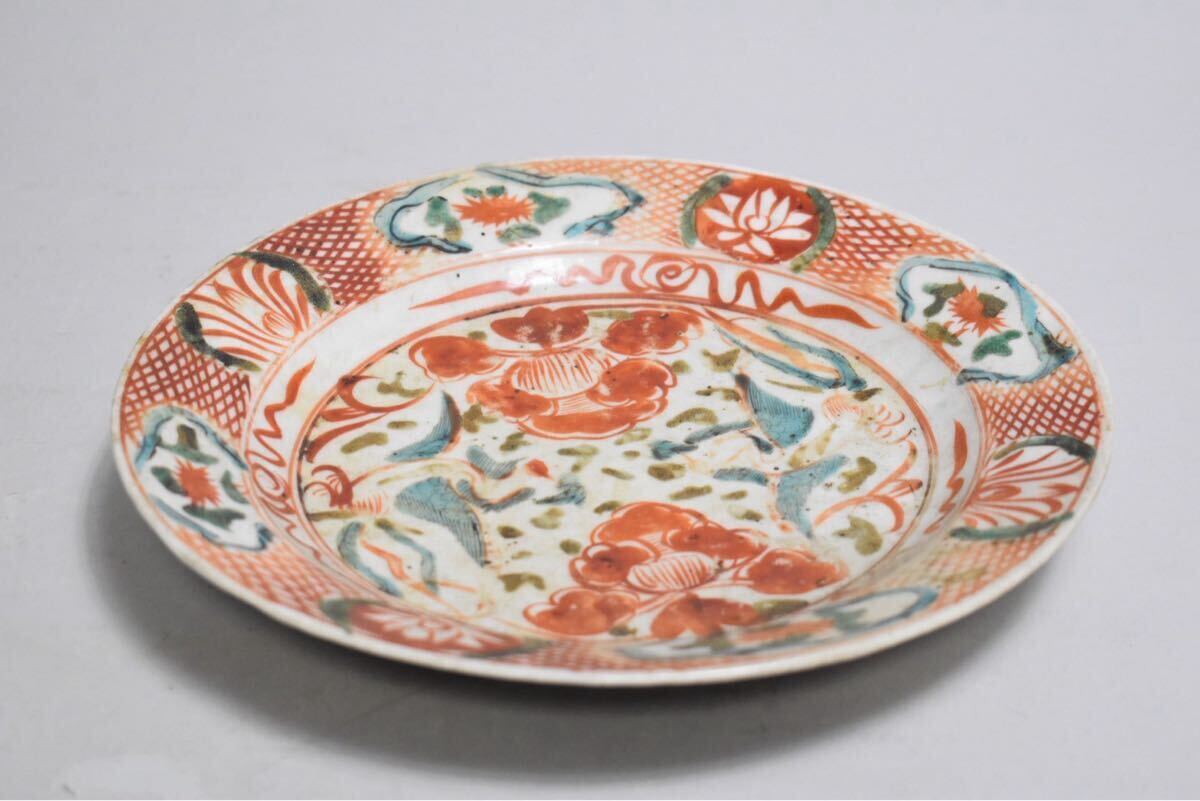 【英】A1851 時代 呉須赤絵皿 D26㎝ 中國美術(shù) 朝鮮 韓國 色絵 飾皿 骨董品 美術(shù)品 古美術(shù) 時代品