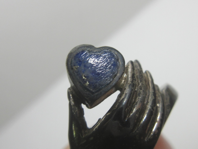 ★アンティークリング「ハート石を持つ少女」★ラピスラズリ・指輪・スターリングシルバー925製★ビンテージ・昭和レトロ・コレクション★_画像3