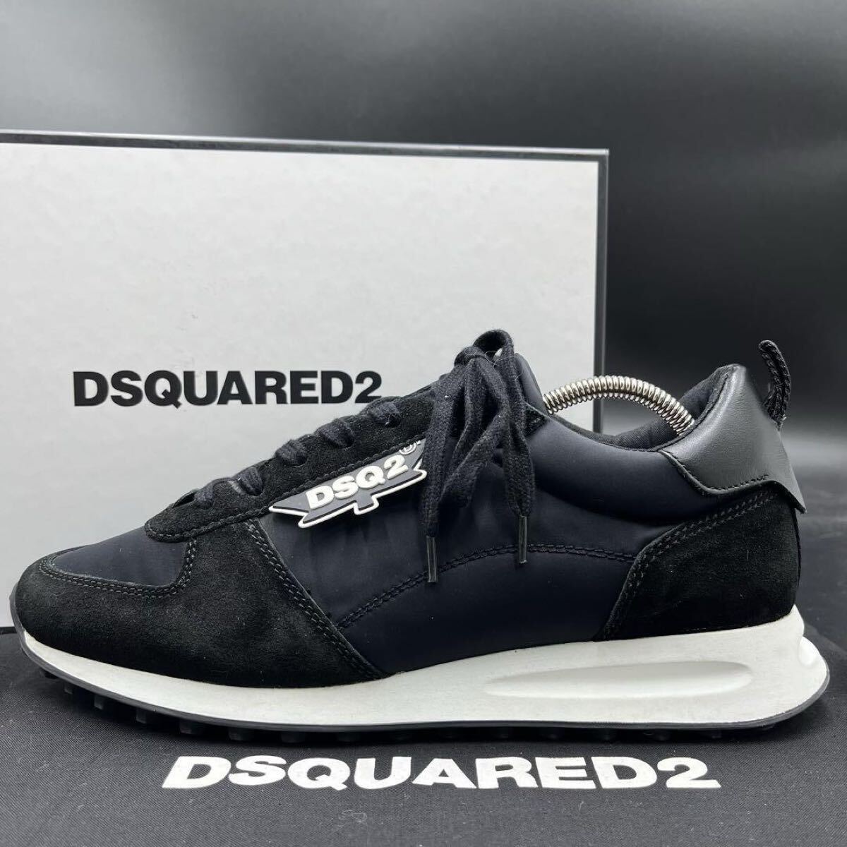 1 иен [ прекрасный товар ] DSQUARED2 Dsquared [ подавляющий ощущение роскоши ] мужской Maple leaf нейлон замша спортивные туфли обувь обувь чёрный 26cm