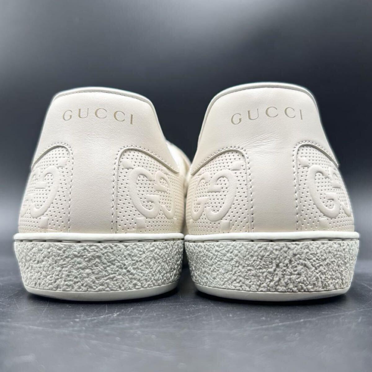 1円 【未使用級】 GUCCI グッチ 【圧倒的高級感】 GGエンボス GG柄 メンズ ローカット スニーカー シューズ 靴 ホワイト 白 26.5cm相當
