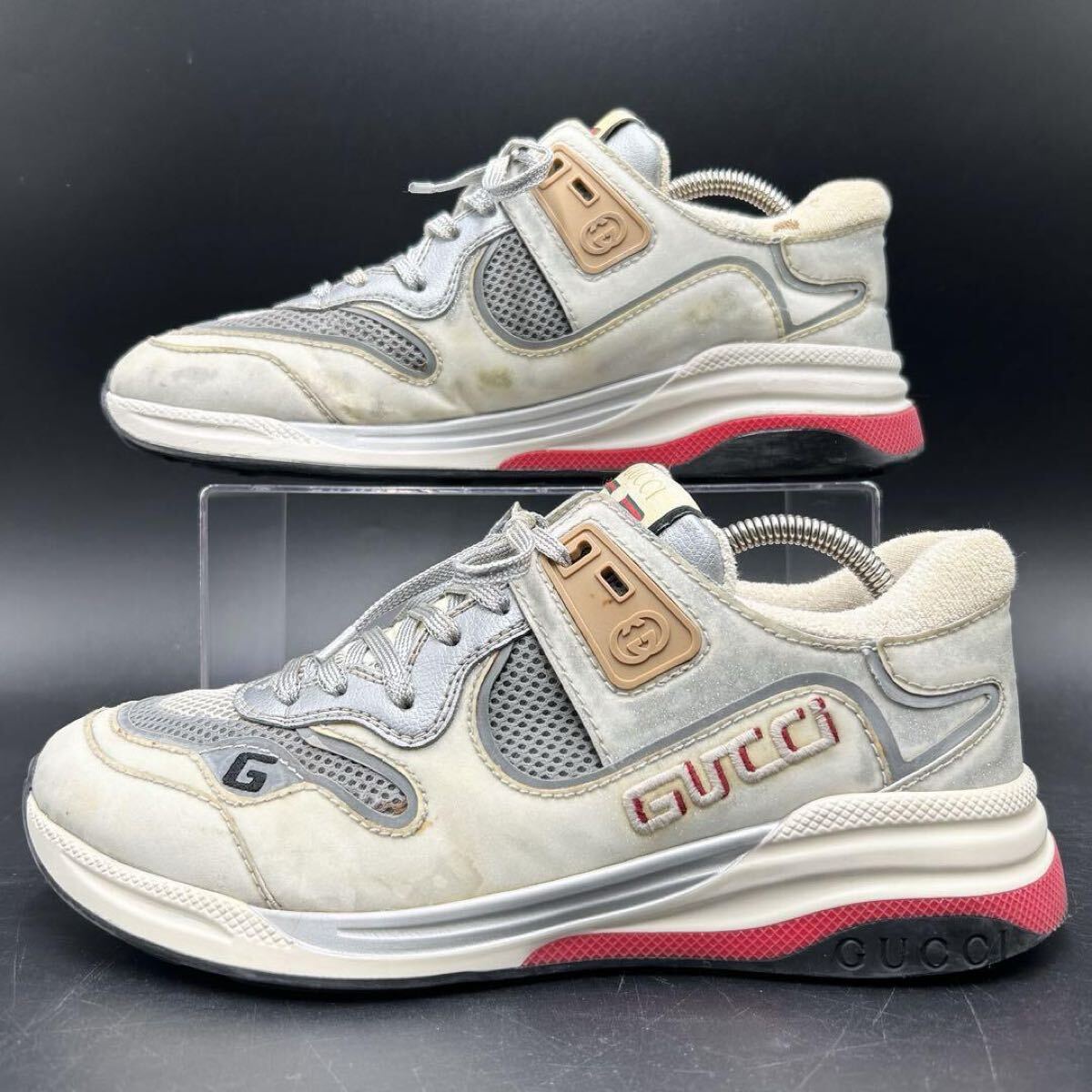 1円 【極上品】 GUCCI グッチ 【圧倒的高級(jí)感】 ウルトラペース ダメージ加工 インターロッキング スニーカー シューズ 靴 25cm相當(dāng)