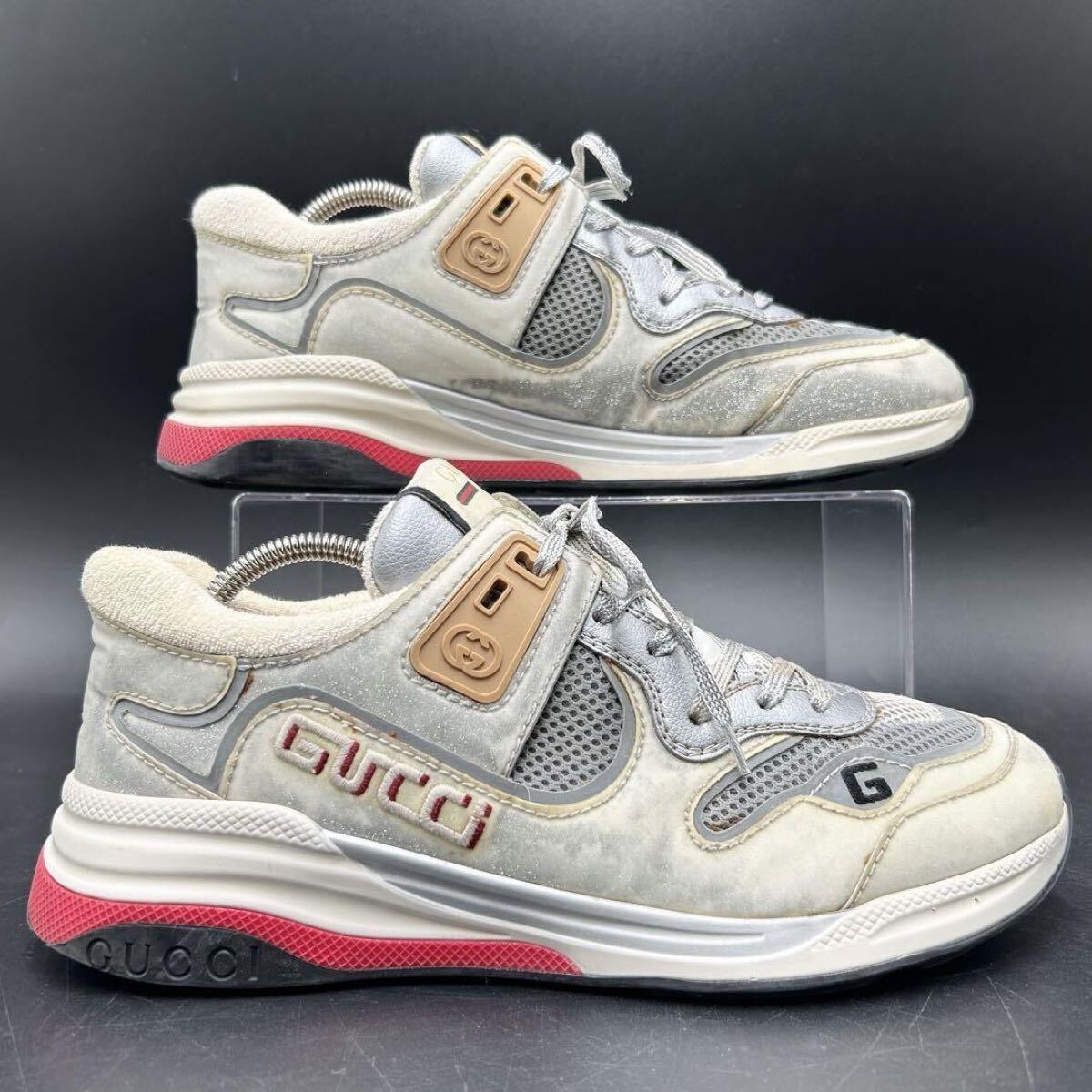 1円 【極上品】 GUCCI グッチ 【圧倒的高級(jí)感】 ウルトラペース ダメージ加工 インターロッキング スニーカー シューズ 靴 25cm相當(dāng)