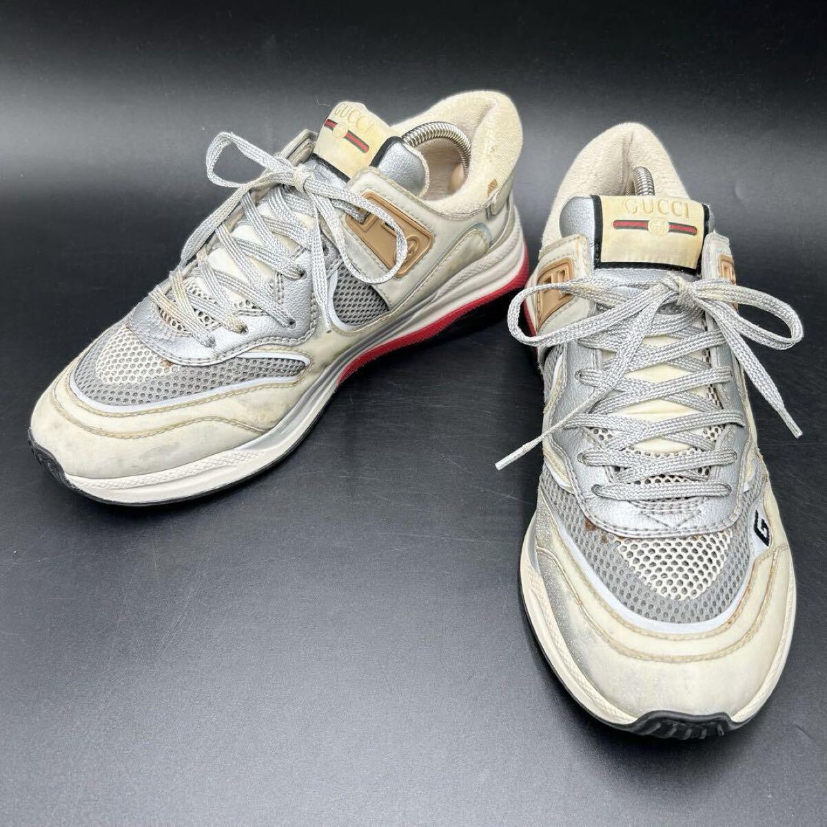 1円 【極上品】 GUCCI グッチ 【圧倒的高級(jí)感】 ウルトラペース ダメージ加工 インターロッキング スニーカー シューズ 靴 25cm相當(dāng)