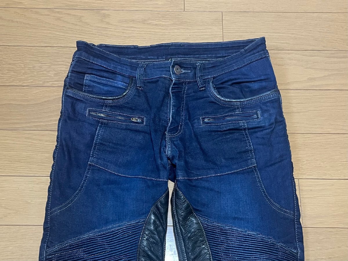 ■新入荷！■DEGNER デグナー 本革 デニム バトル ライダース デニムレザーパンツ 定価24,000円■Lサイズ
