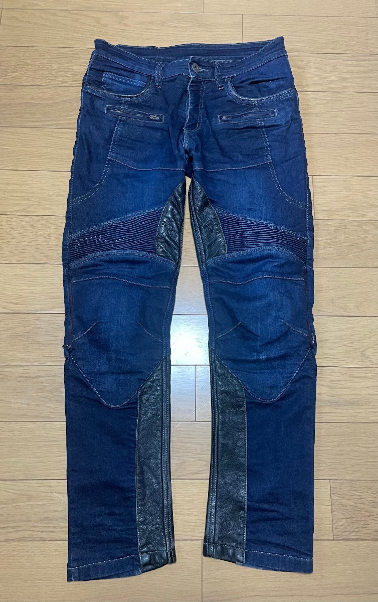 ■新入荷！■DEGNER デグナー 本革 デニム バトル ライダース デニムレザーパンツ 定価24,000円■Lサイズ