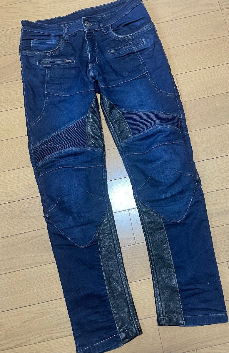 ■新入荷！■DEGNER デグナー 本革 デニム バトル ライダース デニムレザーパンツ 定価24,000円■Lサイズ