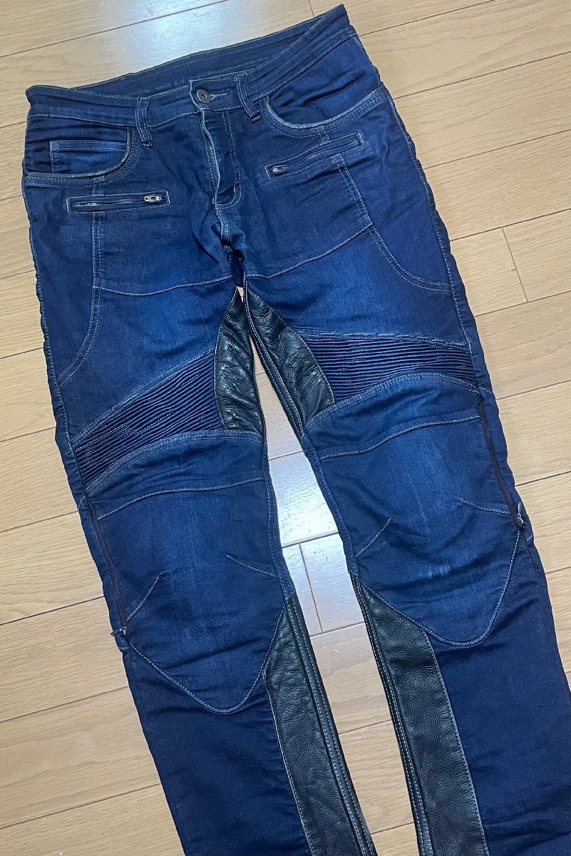 ■新入荷！■DEGNER デグナー 本革 デニム バトル ライダース デニムレザーパンツ 定価24,000円■Lサイズ