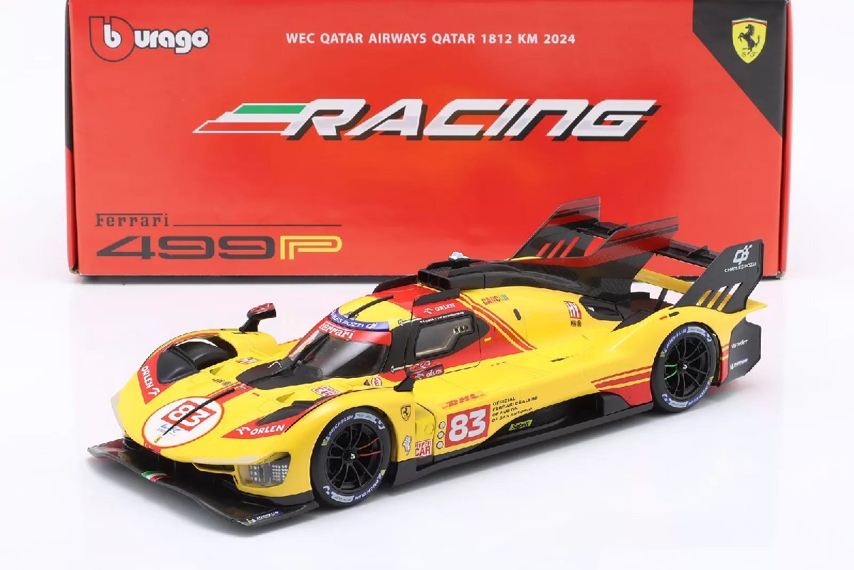  распродажа! Burago 1/18 Ferrari 499P #83 WEC Qatar 2024 Kubica Shwartzman Ye Ferrari BBurago 