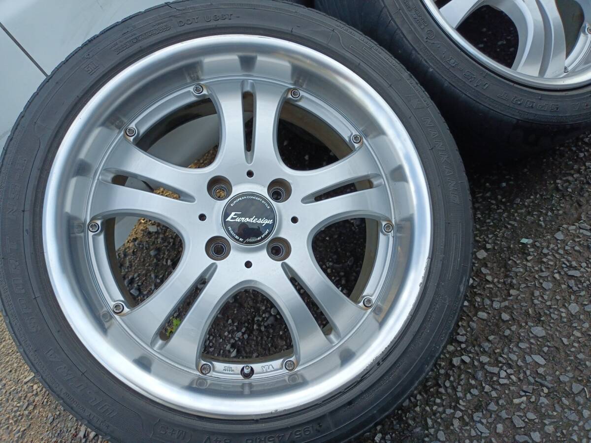 bB外し　ユーロデザイン 16インチ7Jインセット42 　4穴PCD100、195/45R16タイヤ付4本セット【中古】