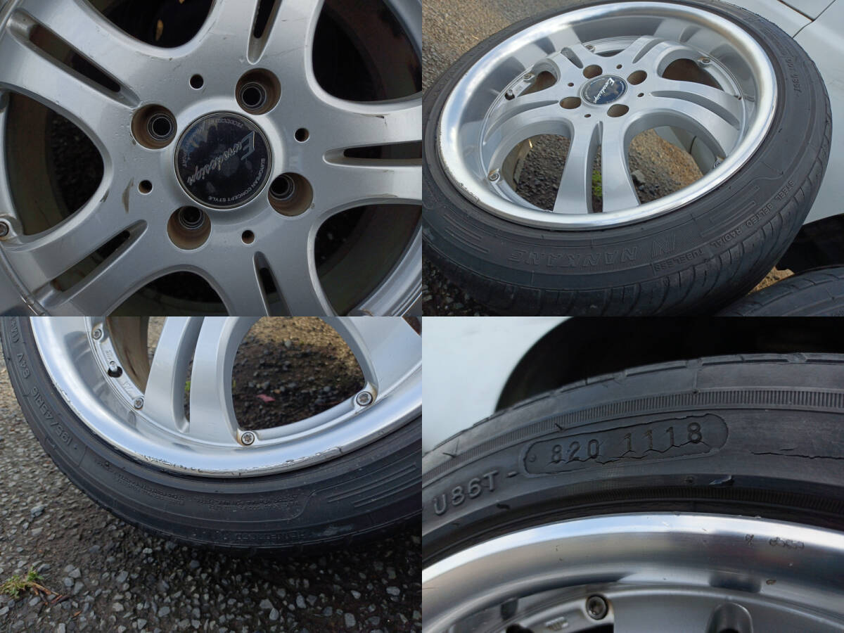 bB外し　ユーロデザイン 16インチ7Jインセット42 　4穴PCD100、195/45R16タイヤ付4本セット【中古】