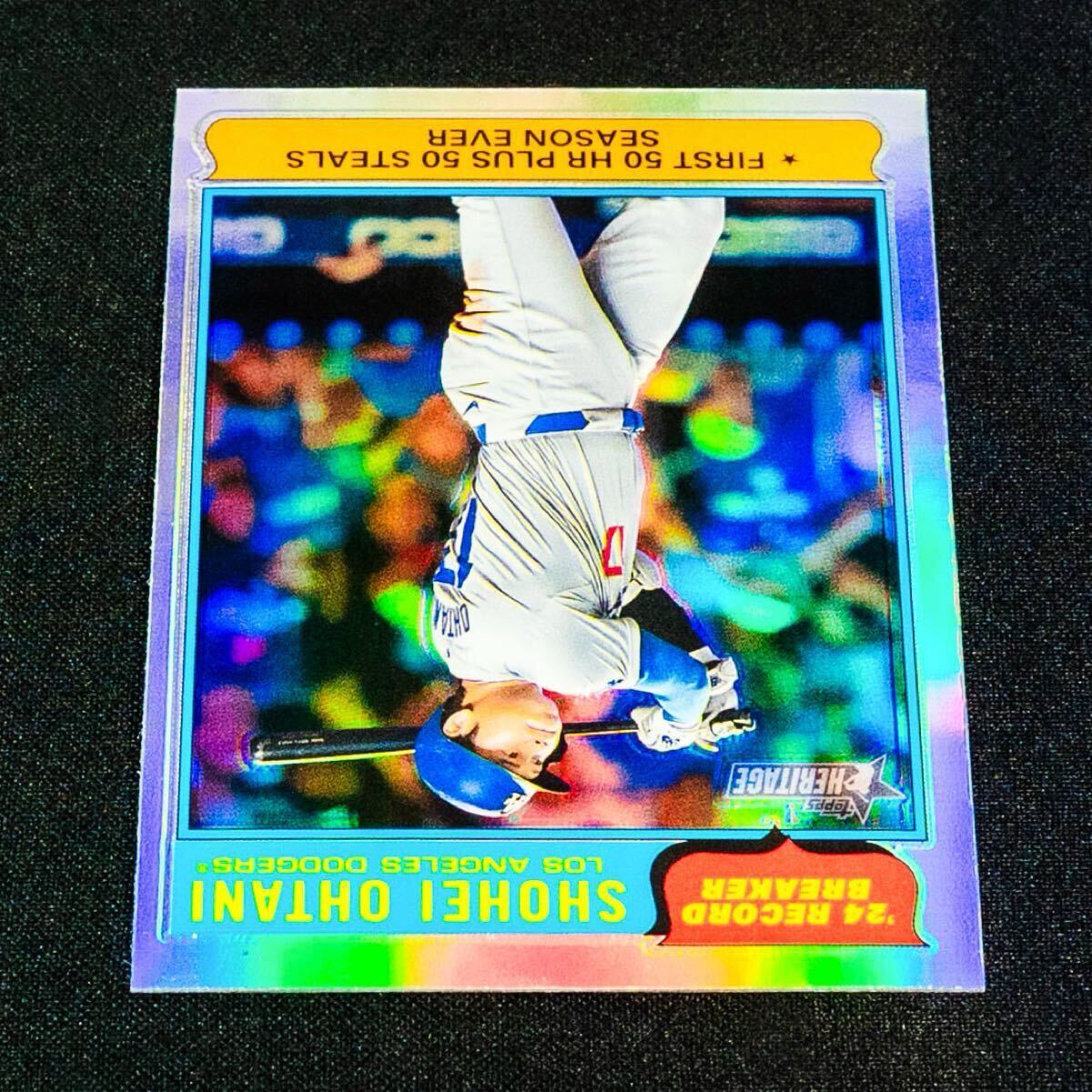 最新 2025 Topps Heritage 大谷翔平 No.1 史上初50/50 リフラクターパラレルカード Refractor ヘリテイジ