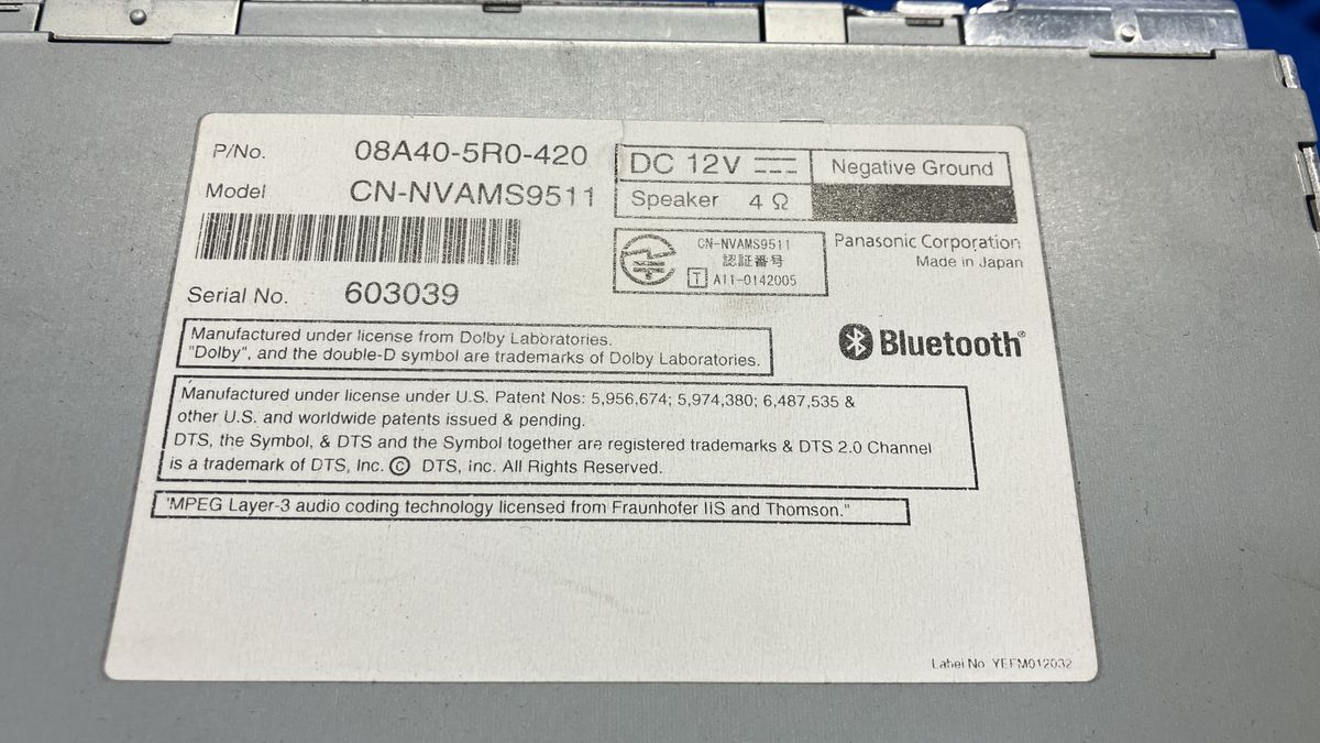 【ジャンク】ホンダ カーナビ Gathers VXM-128VSX 08A40-5R0-420 2012年地図 ワンセグ CD DVDSD