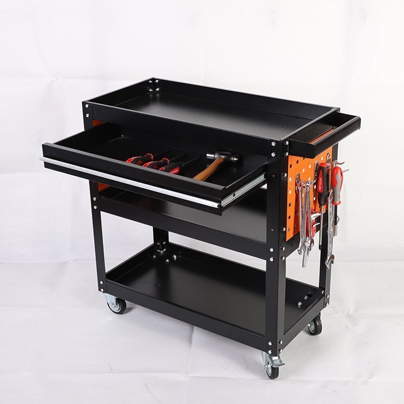 ツールワゴン 工具棚 工具カート 工具臺車 作業(yè)臺 ツールカート 3ティアシェルフヘビーデューティガレージワークショップDIY工具収納