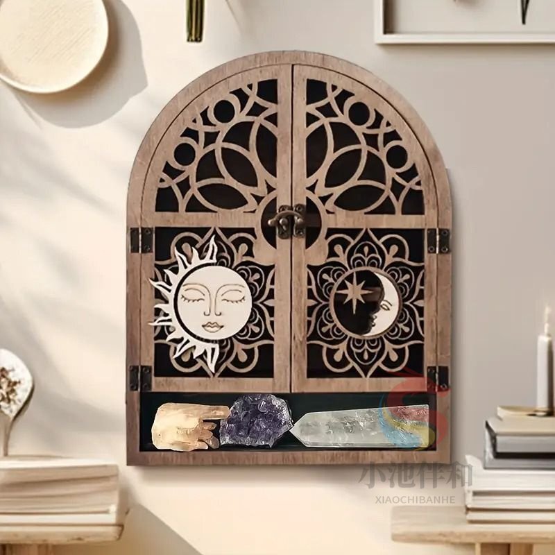  дисплей шкаф орнамент полки Vintage style солнце месяц crystal дисплей кейс симпатичный модный Inte rear living 