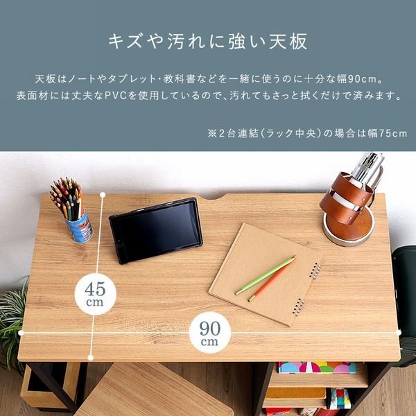 機★新品/ヴィンテージツインデスク 90×90cm/システムデスク 組み換え可能 可動棚付きラック 収納/シャビーオーク ウォールナット/zz