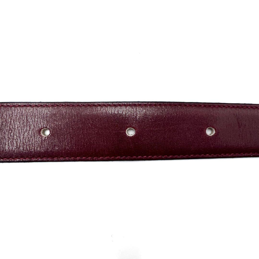 【美品】GUCCI グッチ レザーベルト インターロッキング ゴールド×ボルドー 美品】GUCCI グッチ レザーベルト インターロッキング ゴールド