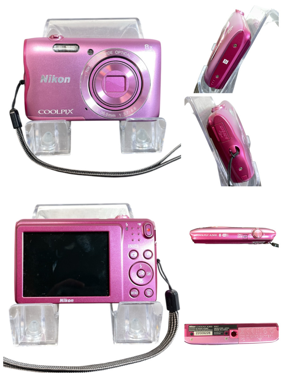 10130-06★コンパクトカメラおまとめ7點/デジカメ/フィルムカメラ/Nikon/ニコン/LUMIX/富士フイルム/Panasonic/パナソニック/ピンク/緑/★