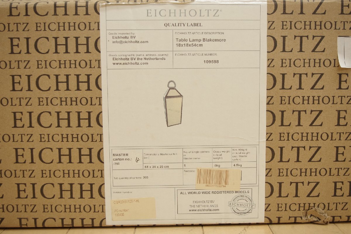 EICHHOLTZ I отверстие tsublakemore стол лампа фонарь способ подставка свет 100V 13W Голландия W18×H55cm 2015 год производства товары долгосрочного хранения 