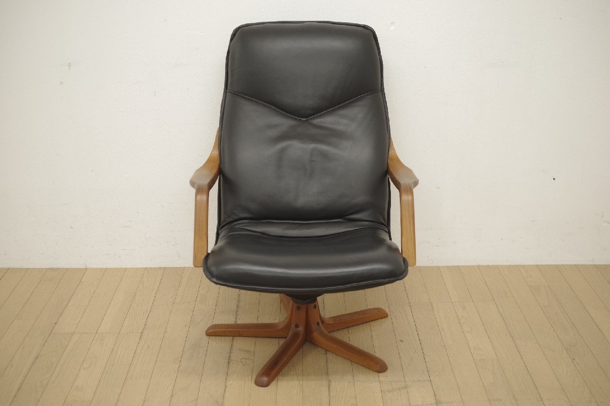 BERG Furniture ベルグファニチャー パーソナルチェア リクライニングチェア 本革 チーク材 北歐 ビンテージ デンマーク ブラック リビング