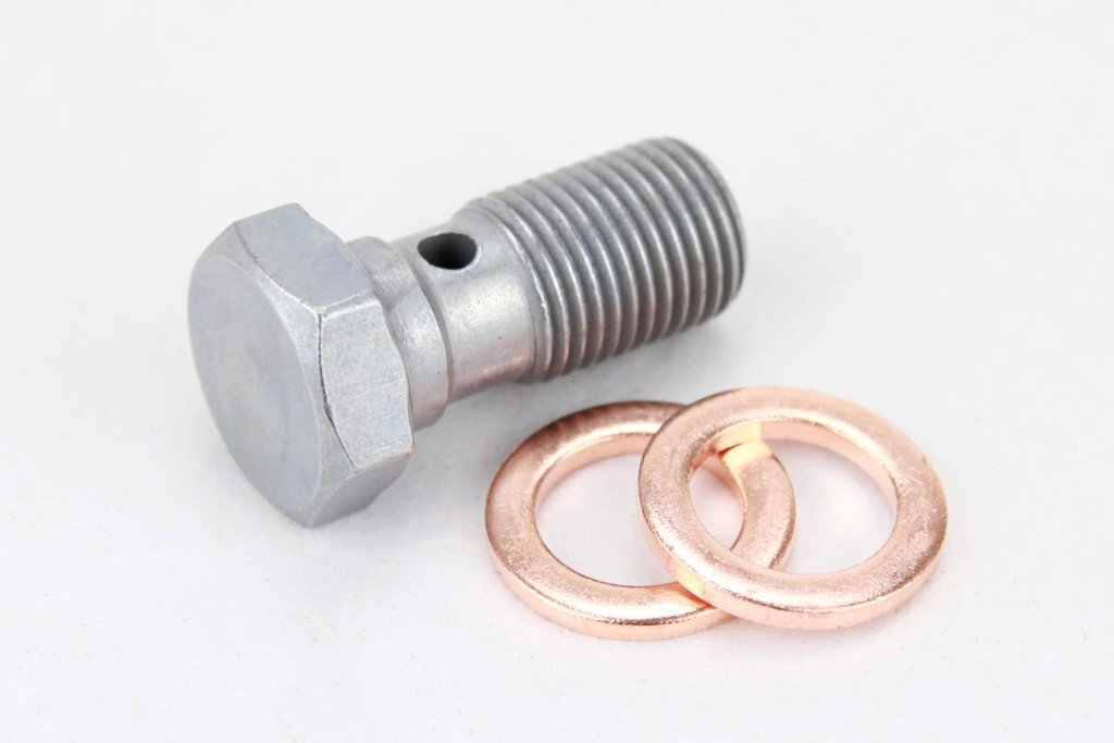 送料格安 M10 1.00mm バンジョーボルト 銅ワッシャー2枚付屬 シングル 10mm P1.00 ブレーキマスター ブレンボ用 クラッチマスター