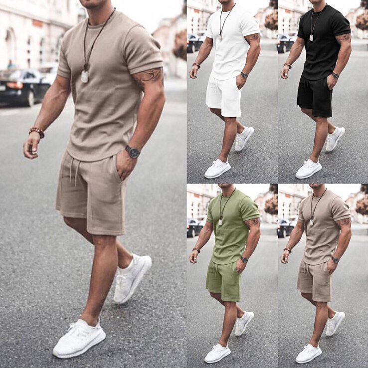 ジャージ スウェットパンツ メンズ セットアップ 2點(diǎn)セット 夏 半袖 Ｔシャツ ジャージ 上下セット カジュアル 4色 ルームウェアS~3XL
