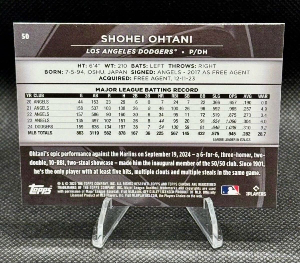 2025大谷翔平カードTopps Chrome Black #50