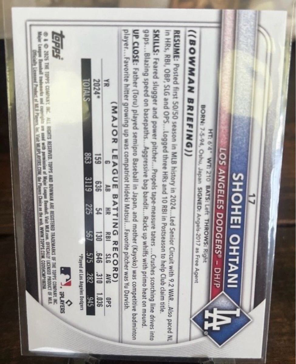 (175枚限定)2025 大谷翔平カードTopps Bowman ピンクボーダー /175 #17