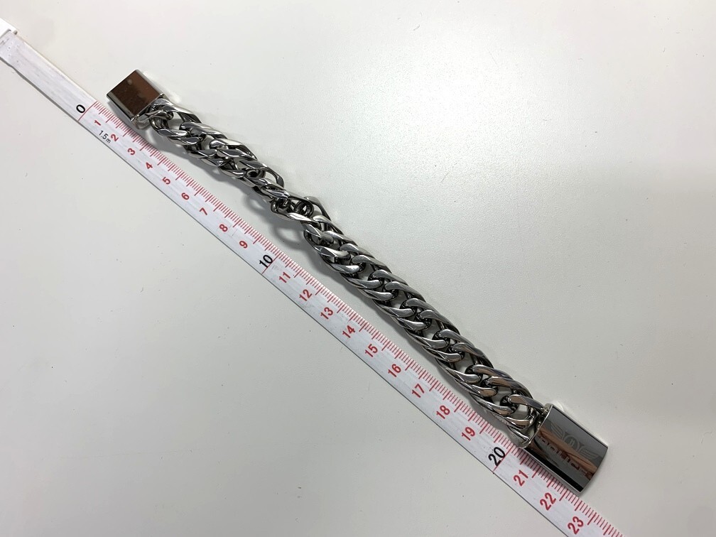POLICE ポリス ブレスレット 約20㎝ チェーン 喜平 シルバー 【中古】 メンズ アクセサリー 著脫マグネット式 GIN52362