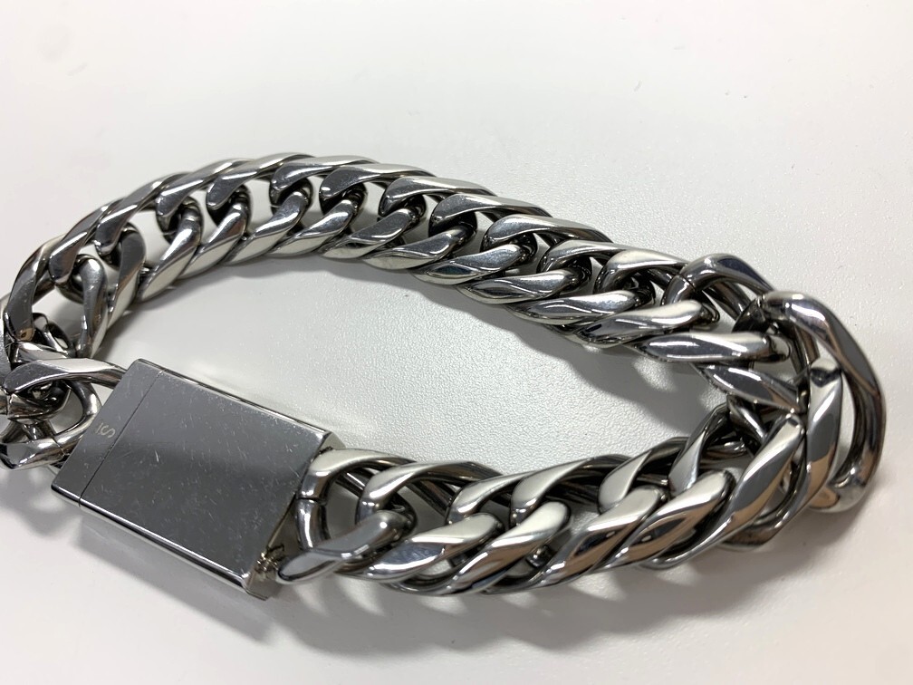 POLICE ポリス ブレスレット 約20㎝ チェーン 喜平 シルバー 【中古】 メンズ アクセサリー 著脫マグネット式 GIN52362