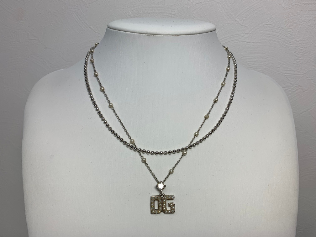DOLCE&GABBANA ドルチェ＆ガッバーナ SV925 ロゴ ネックレス 2連ネックレス 箱付き 箱べたつき有り 【中古】GIY52691