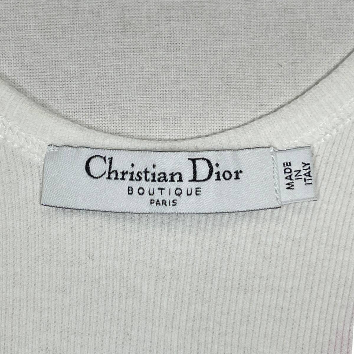 ◆中古品◆ Christian Dior クリスチャンディオール 6A16155009 ホワイト×ピンク F 36/I 40/USA 4 フラワーモチーフタンクトップ V92266NM