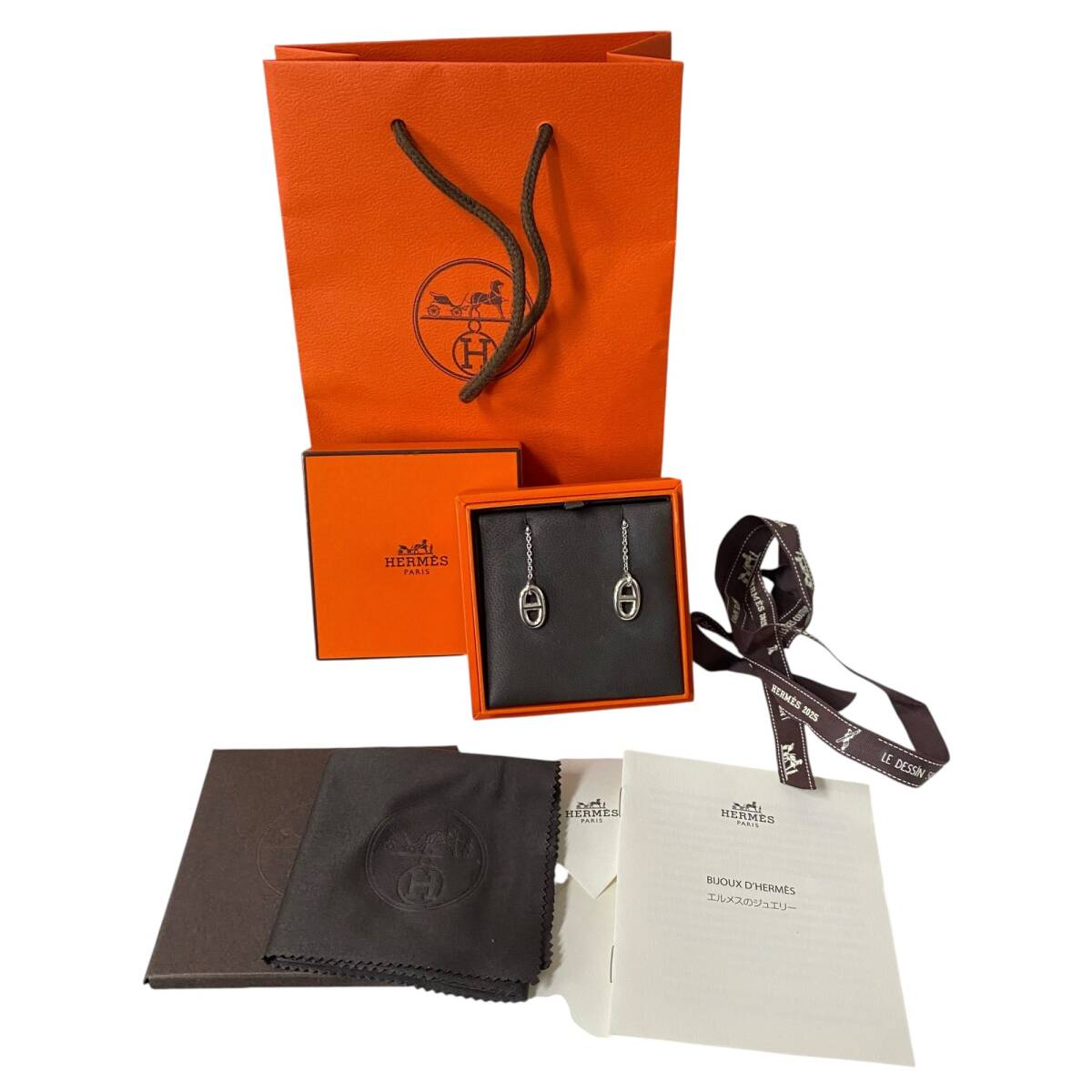 [ не использовался ]HERMES Hermes цепь серьги fa Randall she-n Dunk ruMM серебряный серьги A92509RD