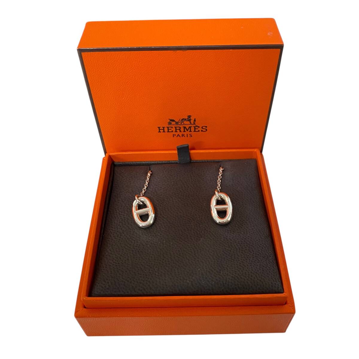[ не использовался ]HERMES Hermes цепь серьги fa Randall she-n Dunk ruMM серебряный серьги A92509RD