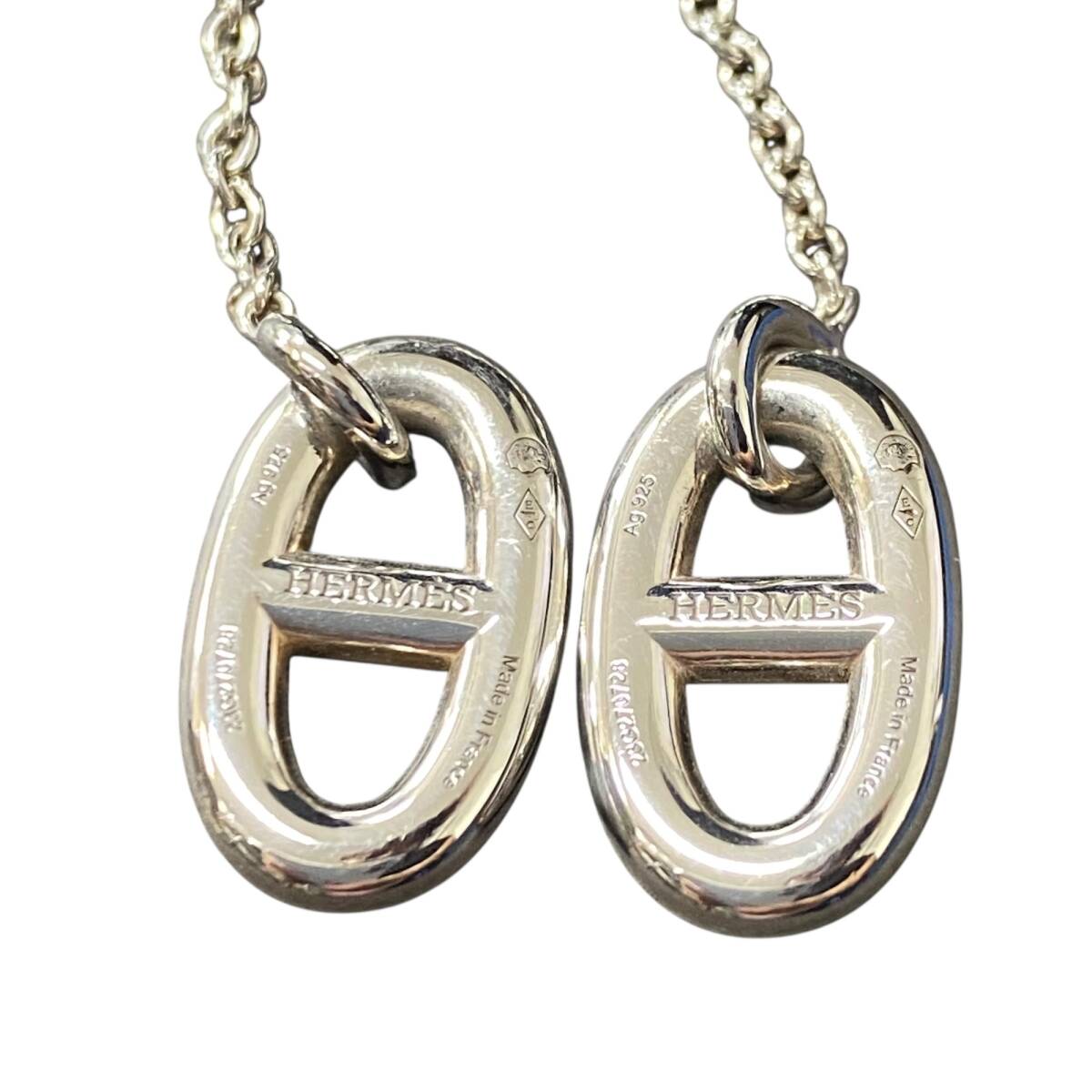 [ не использовался ]HERMES Hermes цепь серьги fa Randall she-n Dunk ruMM серебряный серьги A92509RD