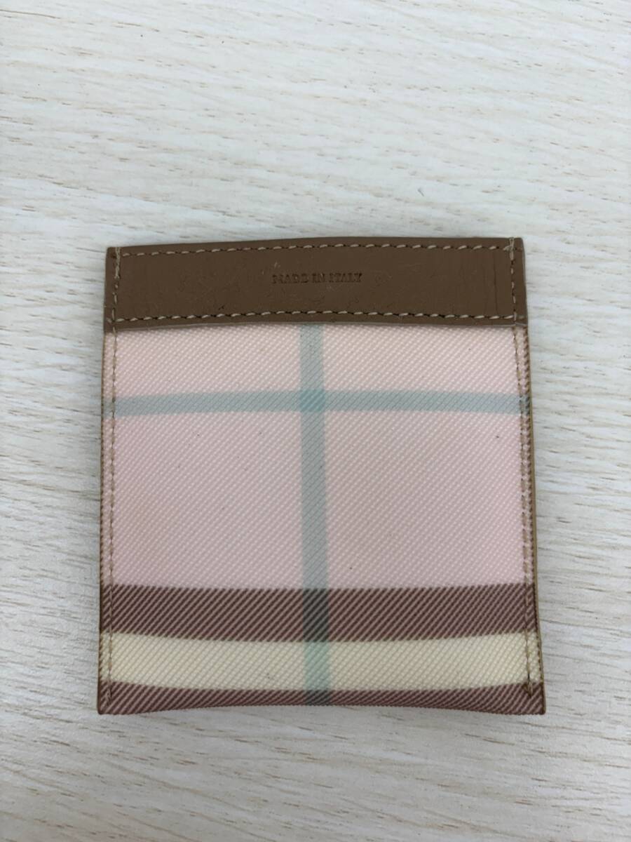 【中古品】　Burberry バーバリー コンパクトミラー&ケース　box付　鏡　小物　シルバー　丸形　IST1774Y