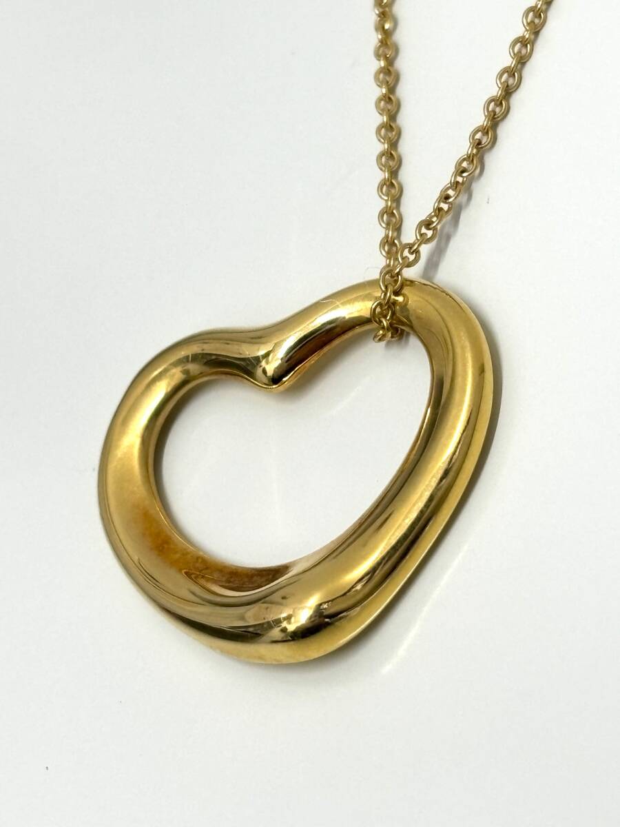 ☆美品☆TIFFANY＆Co. ティファニー オープンハート 750 ネックレス 総重量7.01g 750刻印有り イエローゴールド(SMU9363SM)