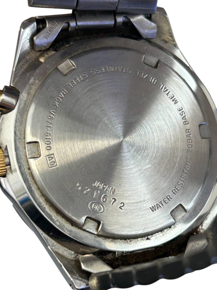 【稼働品】 SEIKO セイコー ALBA AQUA GEAR 20BAR ダイバー V671-6100 腕時(shí)計(jì) (FTM302FT)