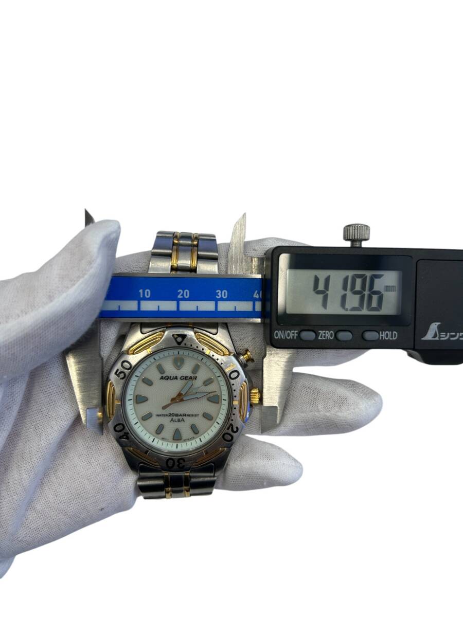 【稼働品】 SEIKO セイコー ALBA AQUA GEAR 20BAR ダイバー V671-6100 腕時(shí)計(jì) (FTM302FT)