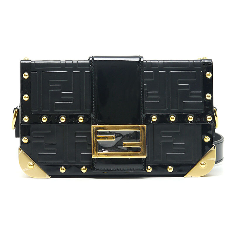 フェンディ FENDI バゲット トランク スモール 7VA507 レザー×パテント 黒 ブラック 2WAY クラッチバッグ ショルダーバッグ