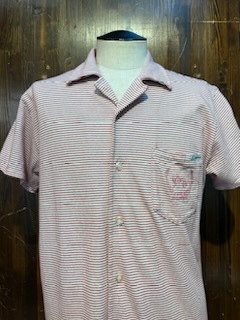 L297 メンズ シャツ 55DSL DIESEL ディーゼル 半袖 ボーダー 柄 ホワイト レッド プリント / M 全国レターパック配送 _画像6