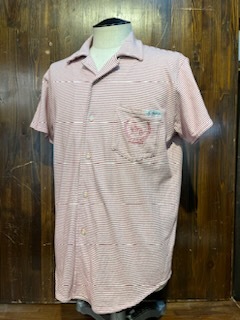 L297 メンズ シャツ 55DSL DIESEL ディーゼル 半袖 ボーダー 柄 ホワイト レッド プリント / M 全国レターパック配送 _画像1