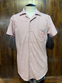 L297 メンズ シャツ 55DSL DIESEL ディーゼル 半袖 ボーダー 柄 ホワイト レッド プリント / M 全国レターパック配送 _画像3