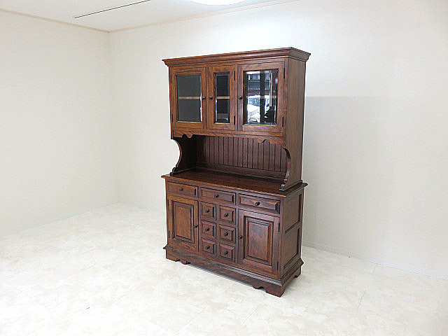 美品 九州民芸家具 ミズメザクラ無垢材カップボード W120 H180.5cm 美品 九州民芸家具 ミズメザクラ無垢材カップボード W120×D45