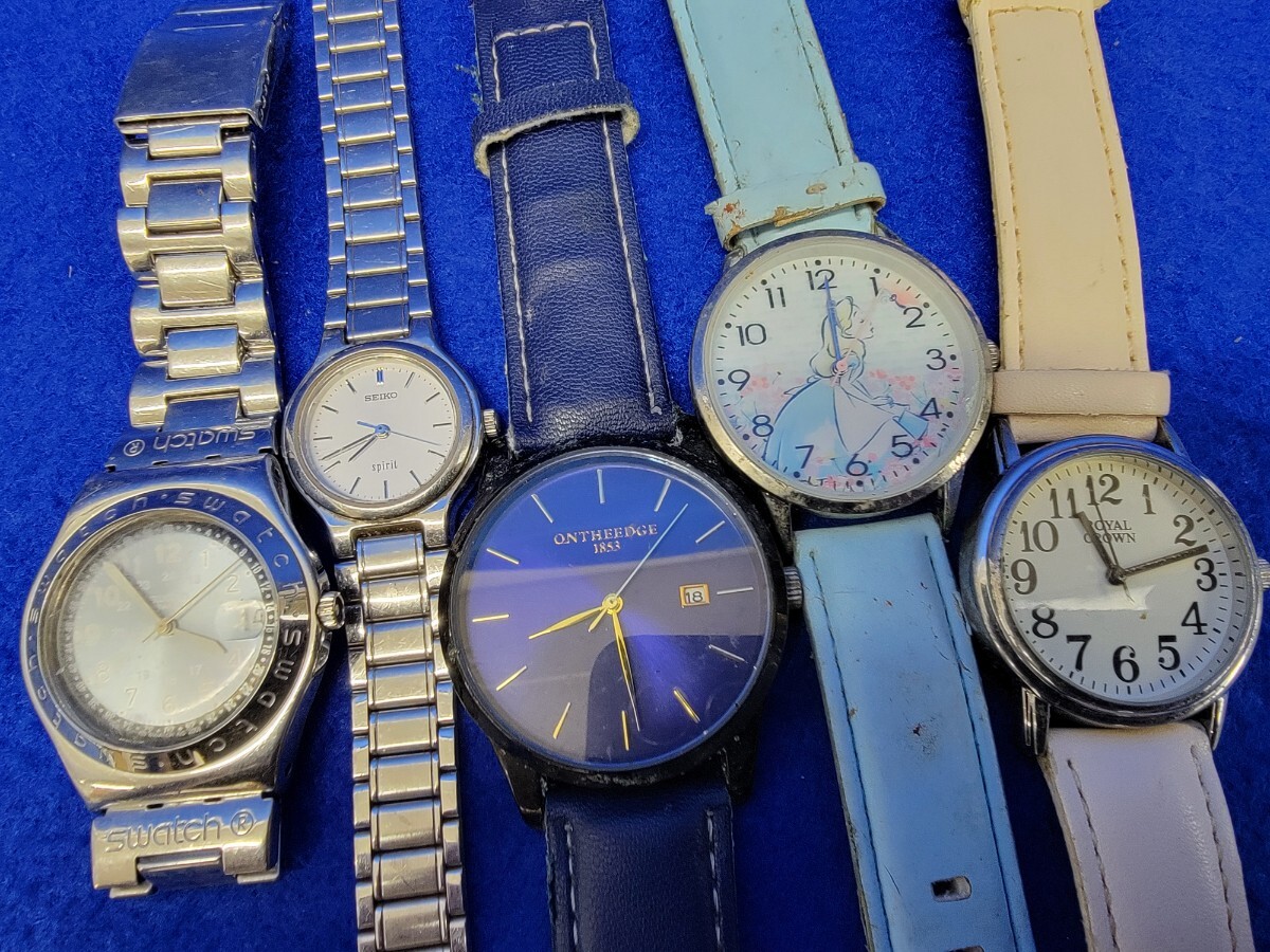 04 утиль снятие деталей Swatch SEIKO spirit ON THE EDGE тайна. страна. Alice ROYAL CROWN наручные часы 5 шт. комплект разряженная батарея неисправность товар 
