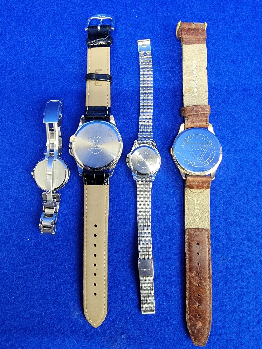 14　ジャンク品　部品取り　CITIZEN　Q&Q　valentine　GUESS　elite　腕時計　5本セット　電池切れ　故障品