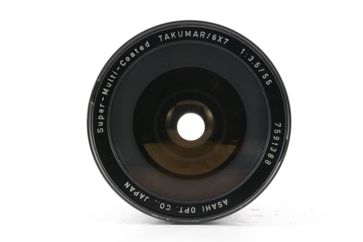 ペンタックス PENTAX Asahi Super-Multi-Coated TAKUMAR 6×7 67 55mm f3.5 MF 中判カメラレンズ バケペン フード付 管K10764