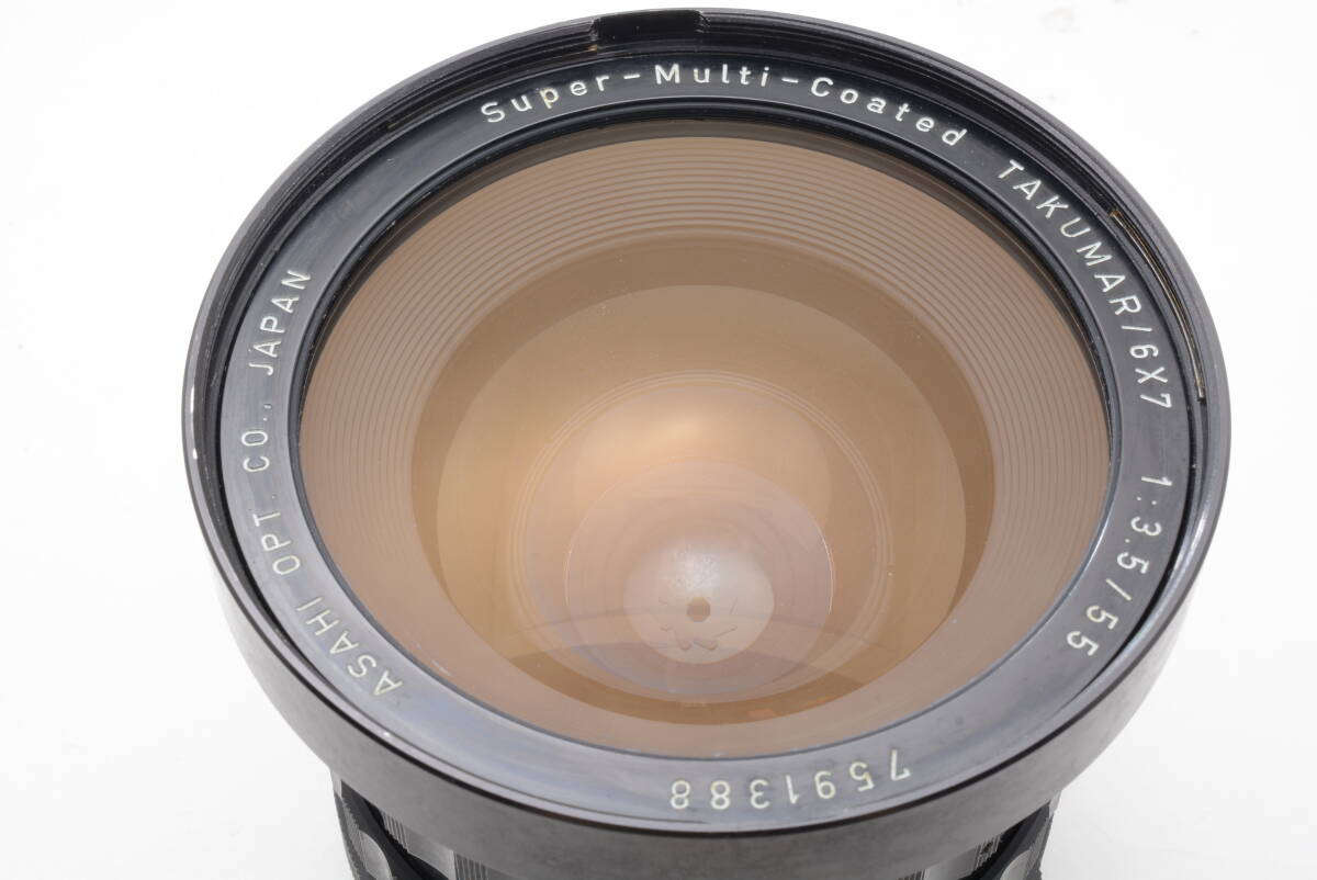 ペンタックス PENTAX Asahi Super-Multi-Coated TAKUMAR 6×7 67 55mm f3.5 MF 中判カメラレンズ バケペン フード付 管K10764