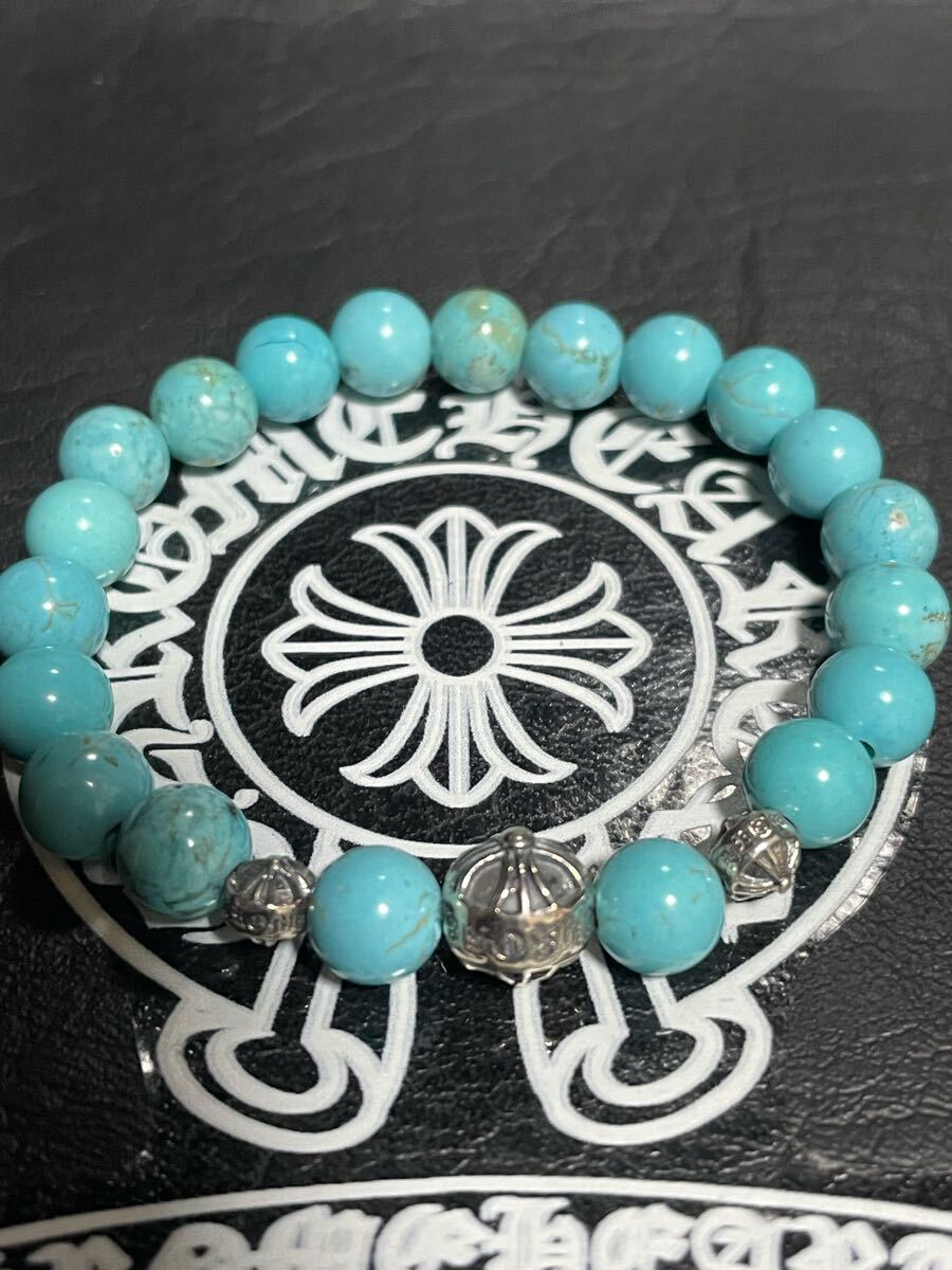 ＊＊＊CHROME HEARTS＊＊＊クロムハーツ＊＊＊數(shù)珠　ビーズブレスレット　V71 シルバー925 天然ターコイズ　BEAD8㎜玉